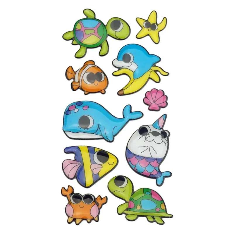 3d glossy sea pals puffy stickers 12 pack