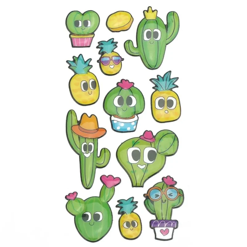 3d glossy succulent puffy stickers 12 pack