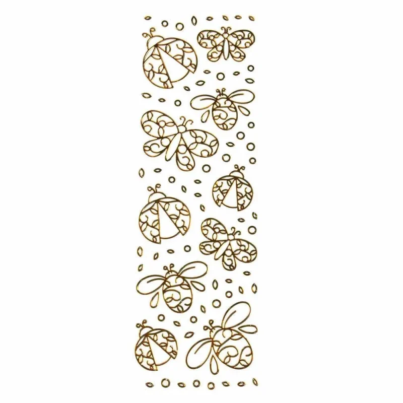 3d gold butterfly ladybug foil stickers 10 pack