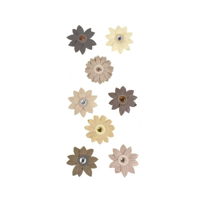 3d handmade almond mocha flower stickers 8 pack