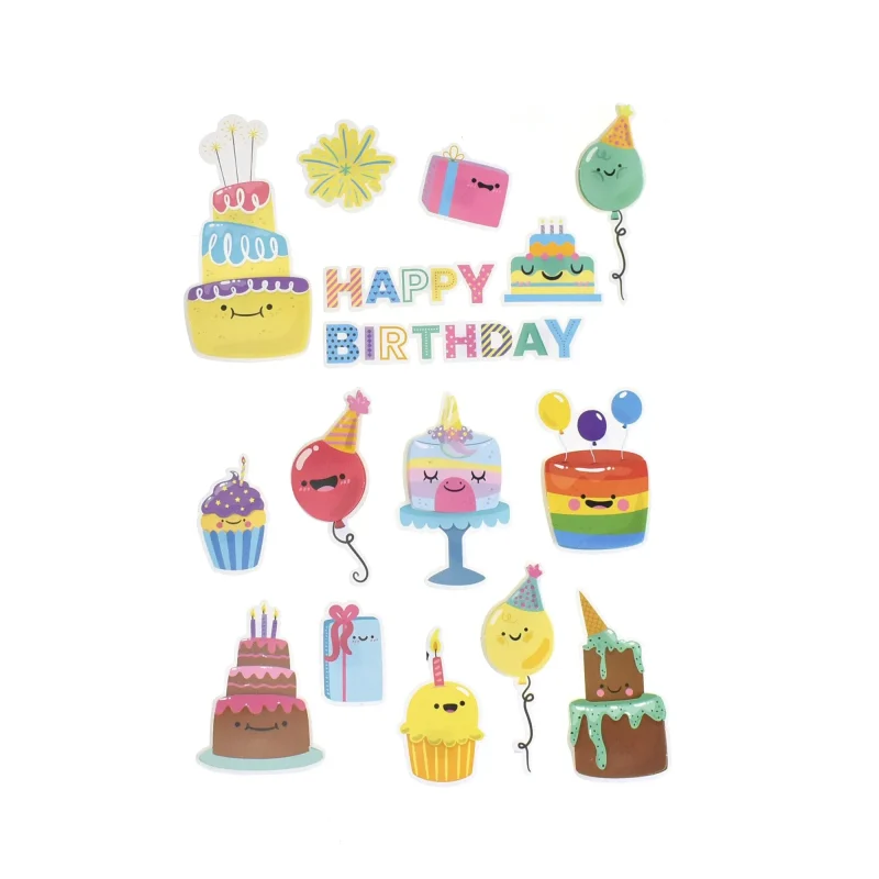 3d happy birthday paper stickers 16 piece multicolor