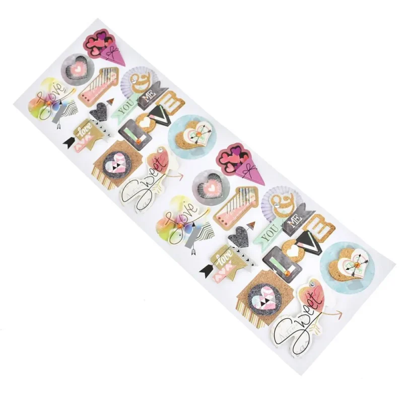 3d love sentiment paper stickers 20 pack