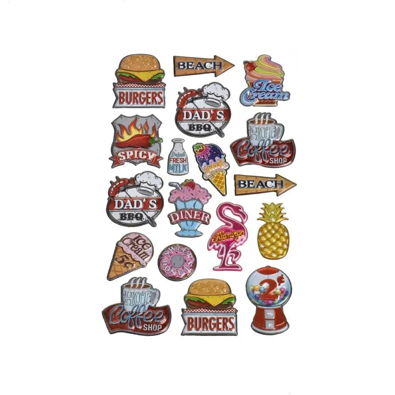 3d metallic antique sign stickers 18 pack