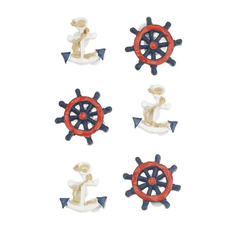 3d nautical self adhesive resin accents 6 piece set