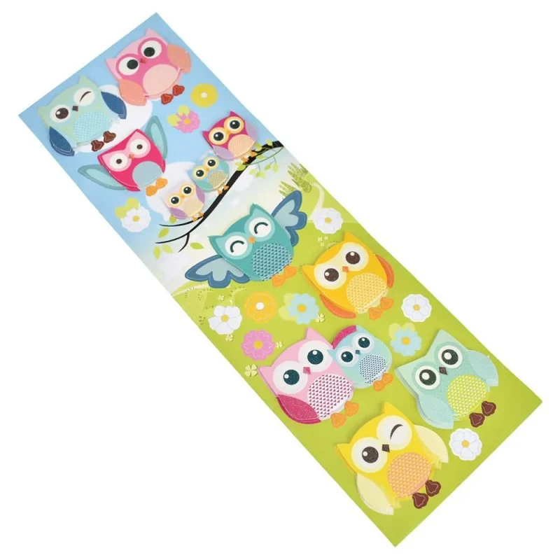 3d owl paper stickers set of 16 colorful decor