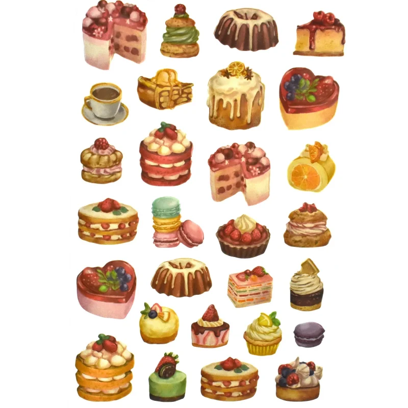 3d pastry puffy stickers 1 x 28 piece sticker sheet