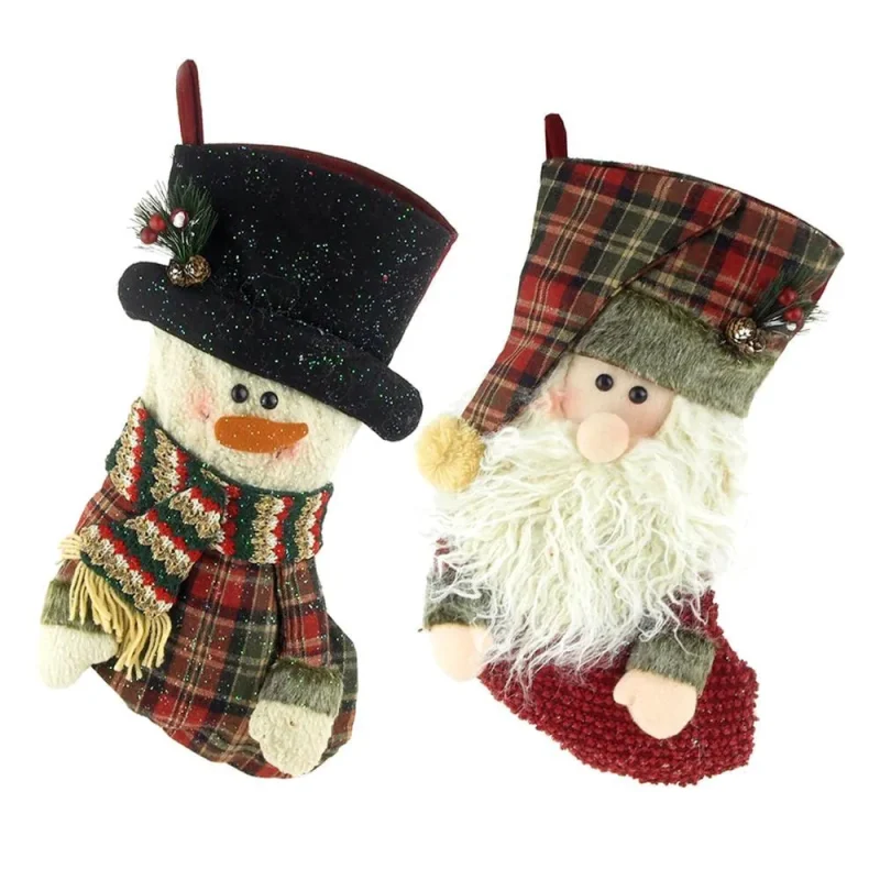 3d santa snowman stockings 16 inch 2 pack