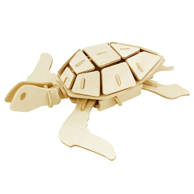 3d sea turtle wooden puzzle natural 2 5 inch