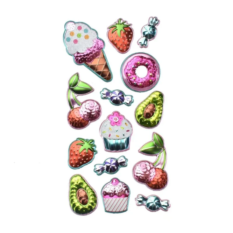 3d sequin sweet treats puffy stickers 14 pack