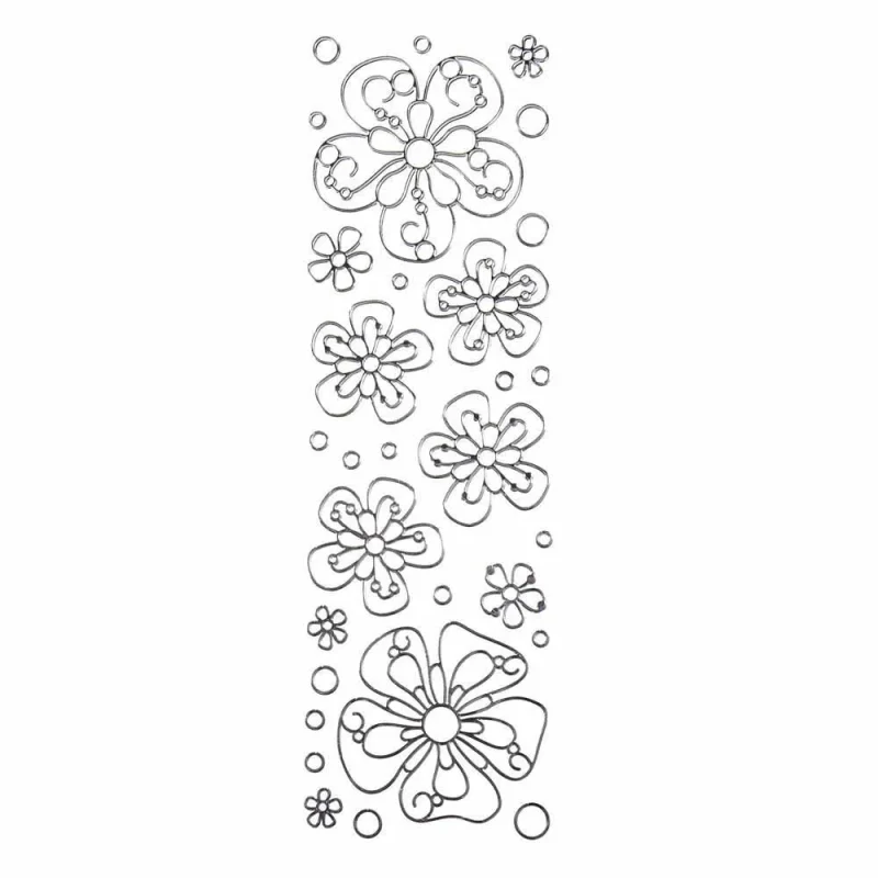 3d silver daisy foil stickers 11 pack