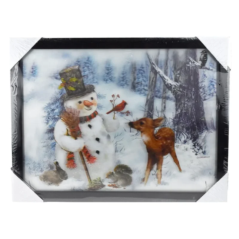 3d snowman friends led holographic framed art 16