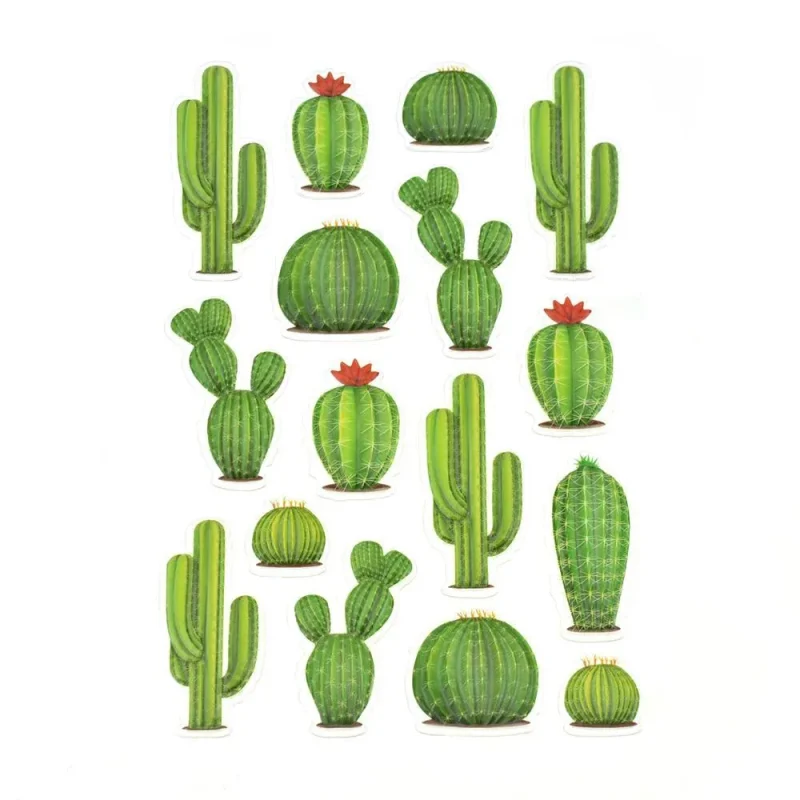 3d thorny cactus pop up stickers 16 pack