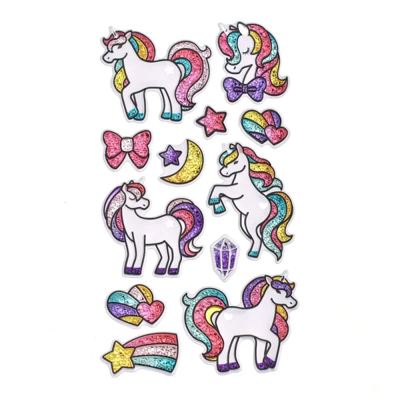 3d unicorn foil stickers 12 piece sparkling set