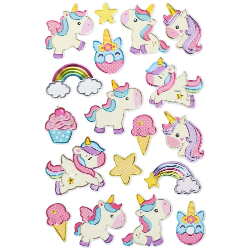 3d unicorn pop up foil stickers 18 pack 1 75 inch