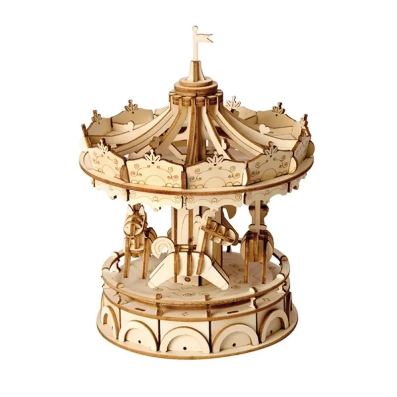 3d wooden carousel puzzle 6 inch modern design