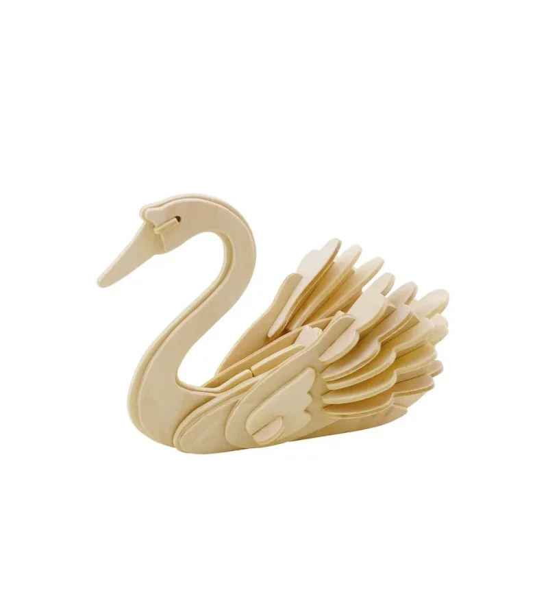 3d wooden swan puzzle natural 4 5 inch