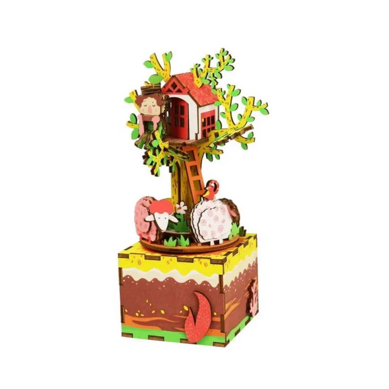 3d wooden treehouse music box puzzle 7 3 4 diy craft