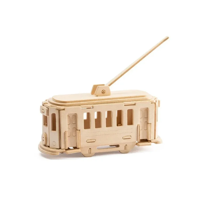 3d wooden trolley bus puzzle natural 3 5 inch