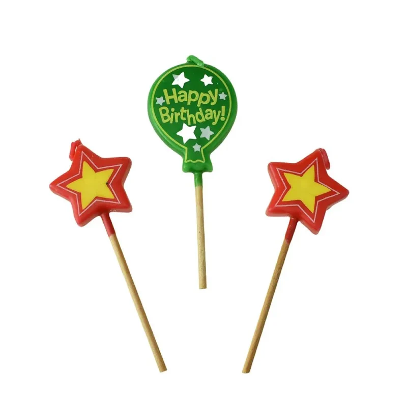 4 inch balloon pick candles 3 pack