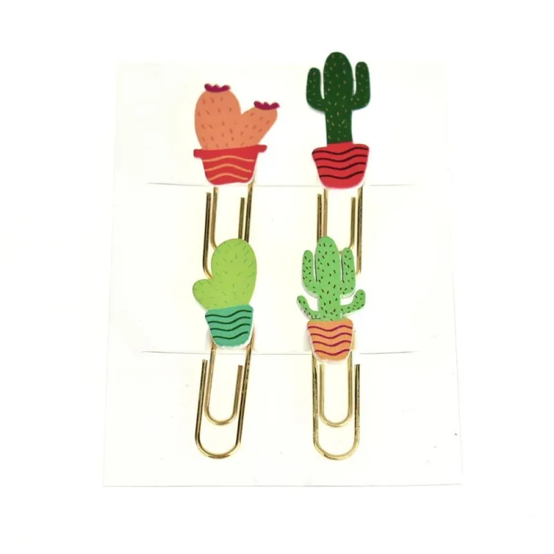 4 piece potted cactus paper clips set