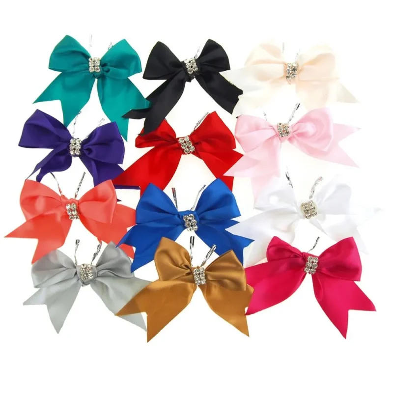 4 satin rhinestone bows 2 pack