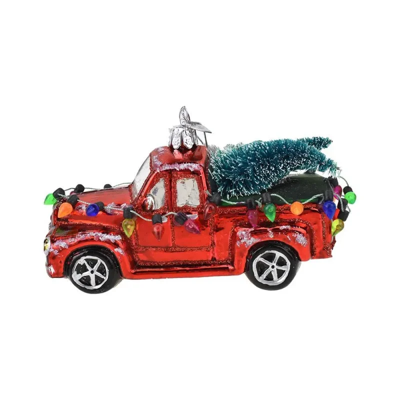 5 glass christmas tree truck ornament