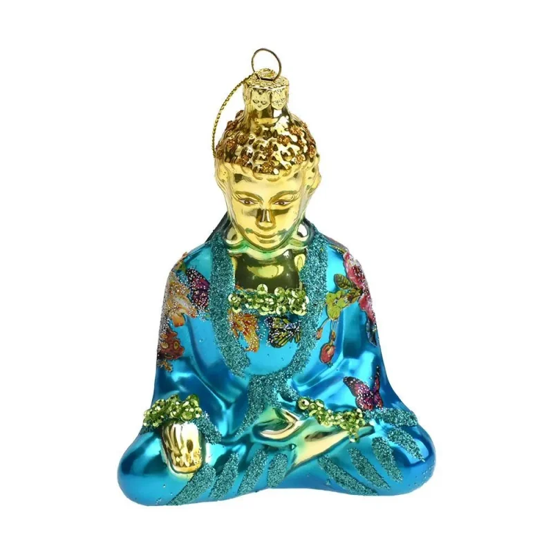 5 inch buddha glass ornament for holidays