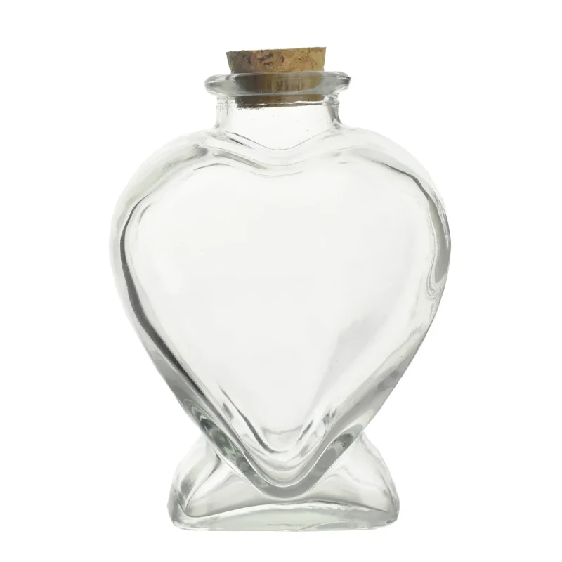 5 inch heart glass jar with cork lid favor bottle