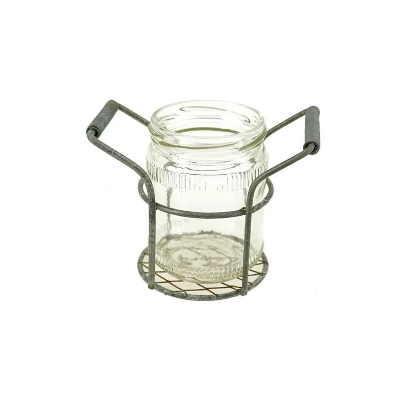 5 inch metal jar holder with side handles