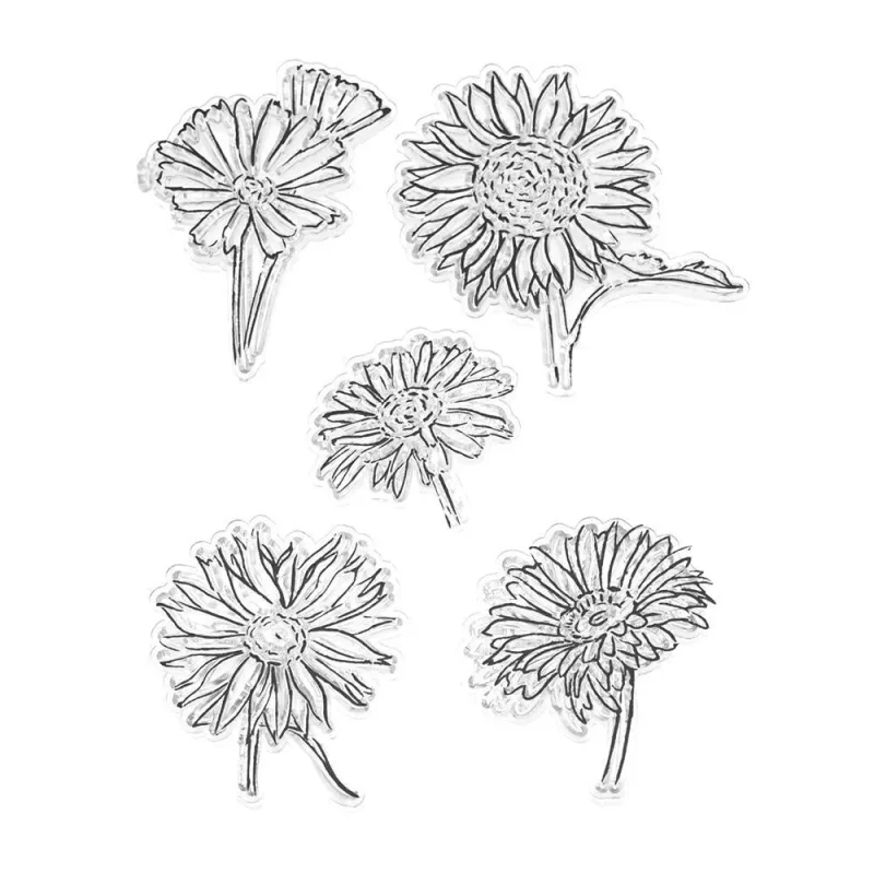 5 piece silicone floral clear stamps set