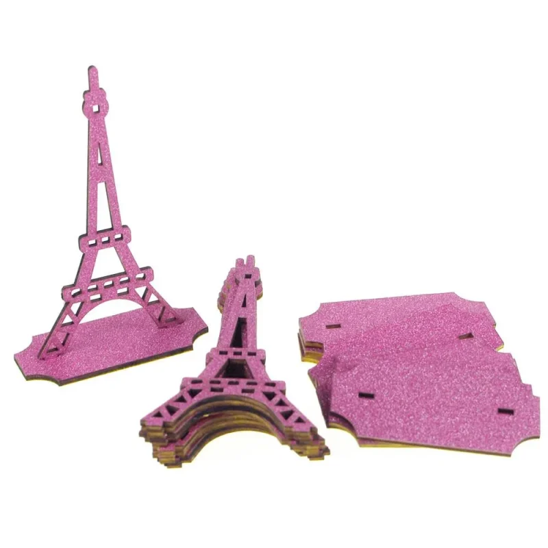 5 wooden eiffel tower stand w glitter 10 piece set