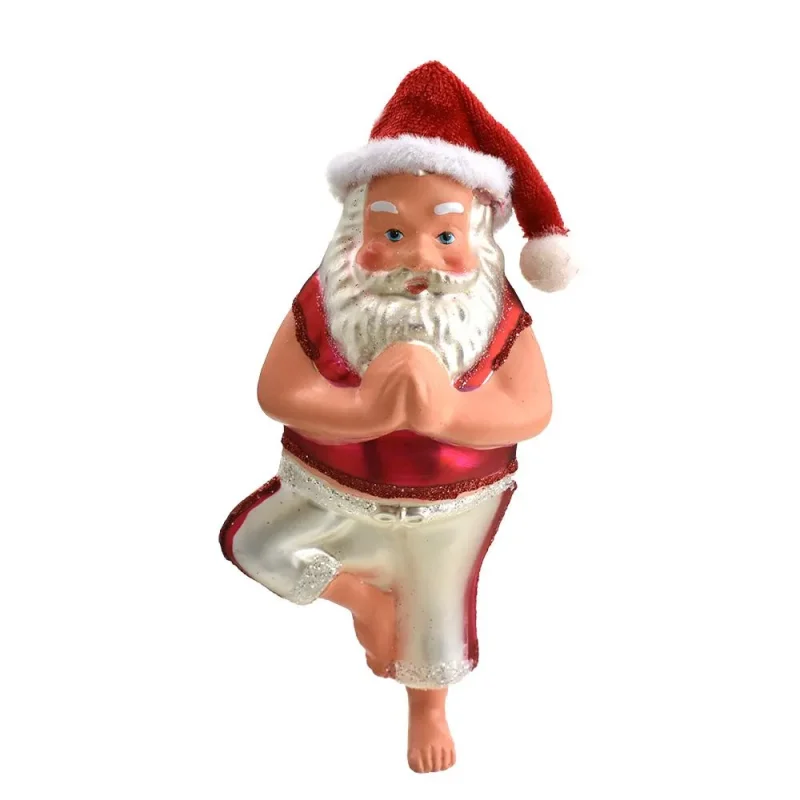 6 25 inch glass yoga santa ornament