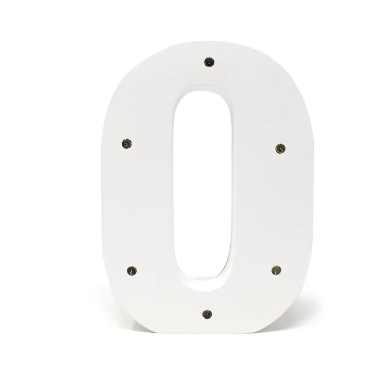 6 25 white led wooden letter o