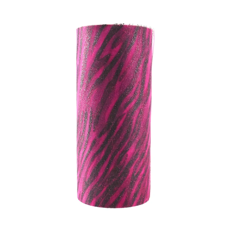 6 inch x 25 yard zebra glitter tulle spool fuchsia