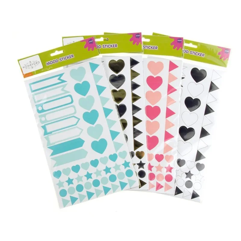 6 sheet assorted label scrapbooking stickers shapes pennants