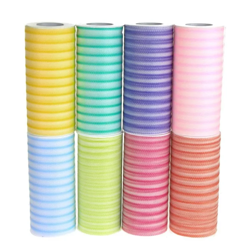 6 stripe tulle roll 25 yards