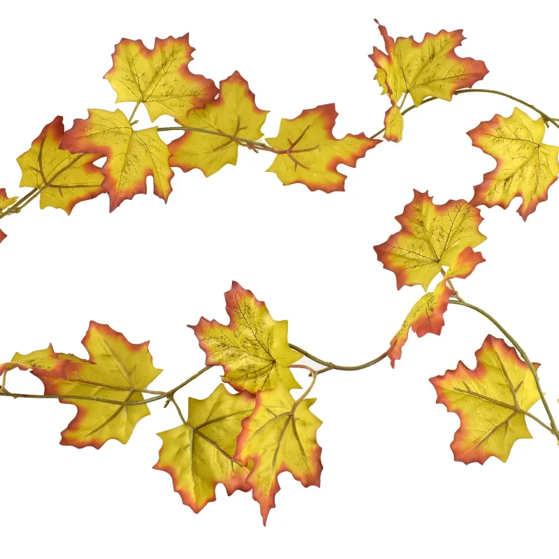 6ft fall maple leaf garland green red