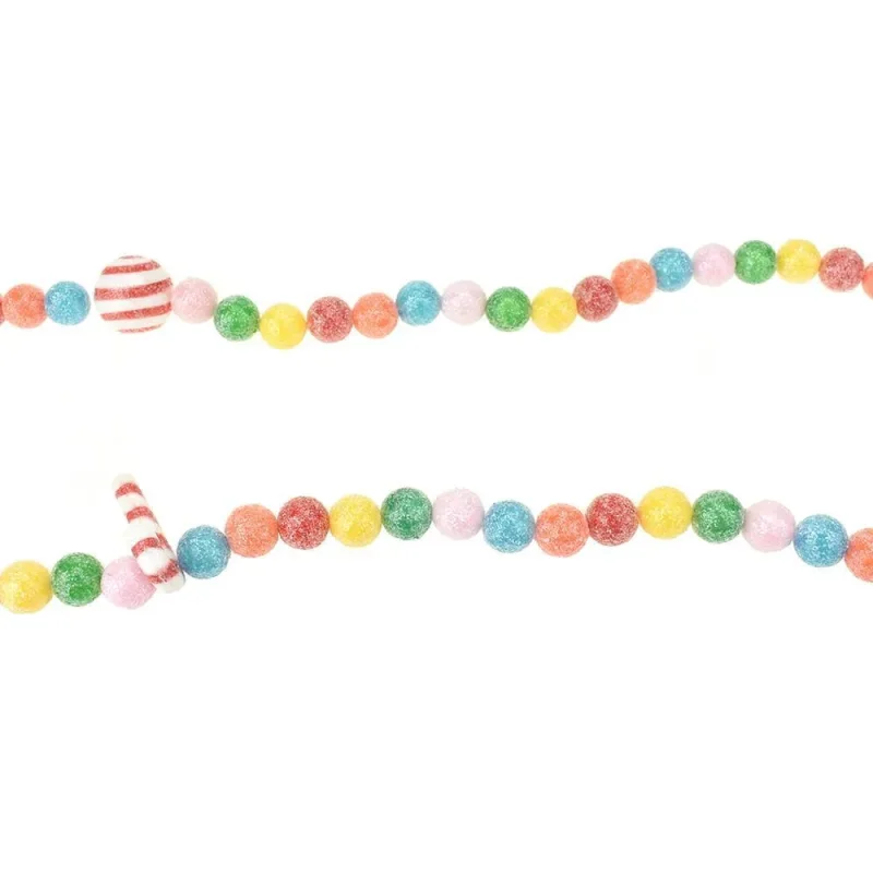 6ft multicolor ball candy cane garland