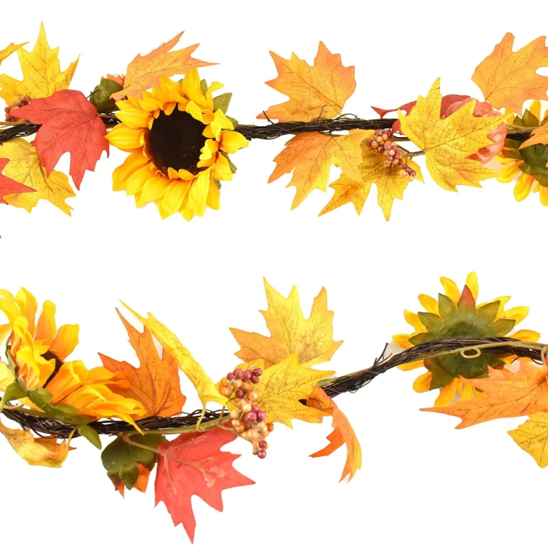 6ft yellow sunflower twig garland for fall decor