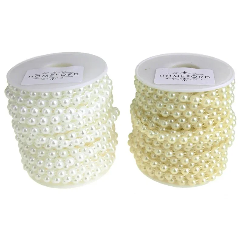 6mm flat back plastic pearls 15 yard craft string