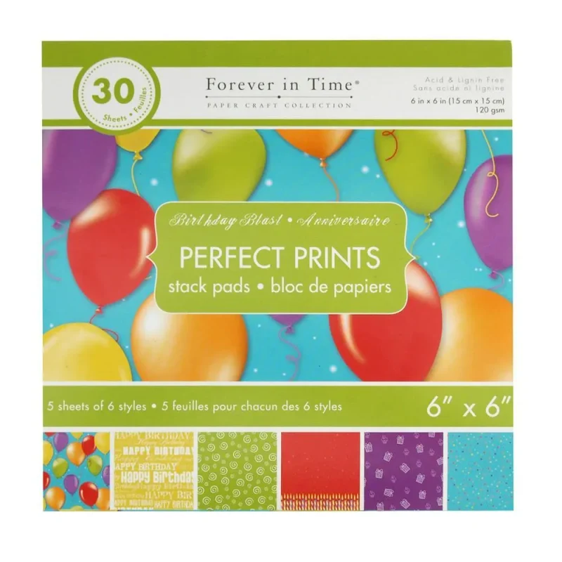 6x6 assorted color birthday paper stack pads