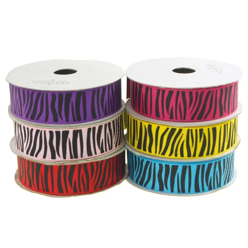 7 8 zebra print grosgrain ribbon 10 yards