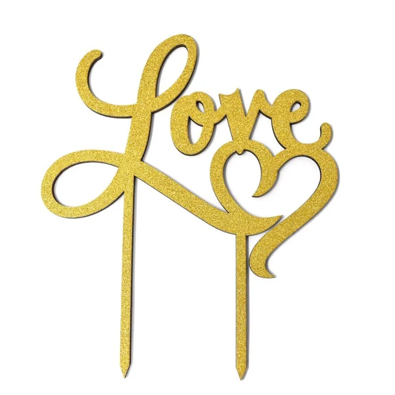 7 heart wedding glitter cake topper