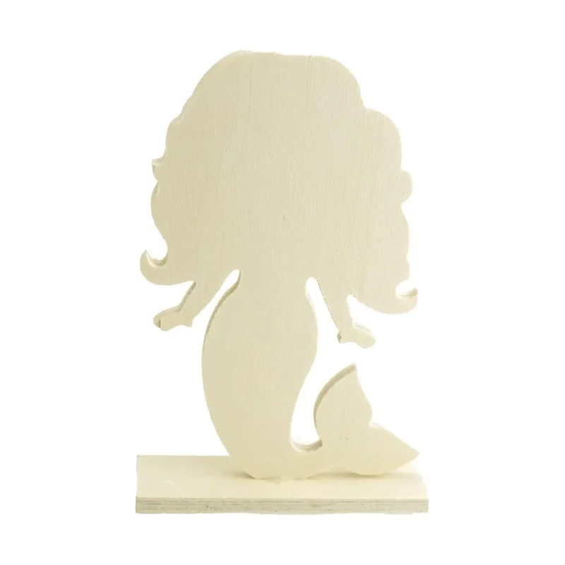 7 inch mermaid wooden stand up craft natural diy decor