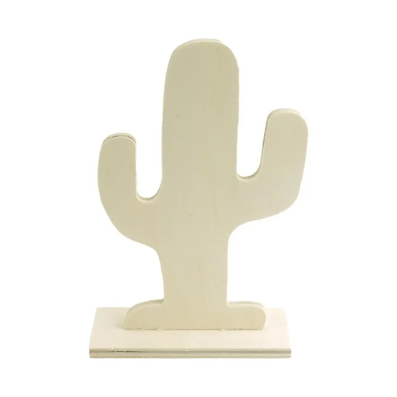 7 inch natural wooden cactus stand up craft