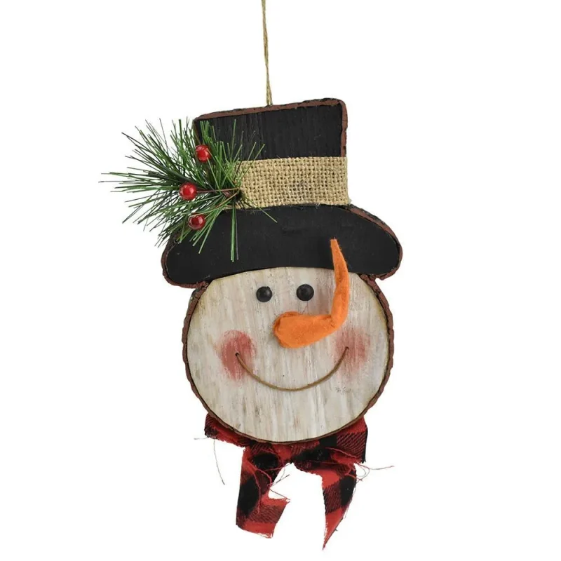 7 inch wooden christmas snowman ornament