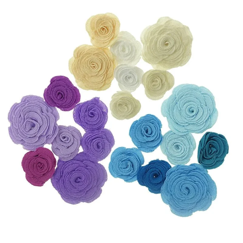 7 piece 3d crochet flower embellishments