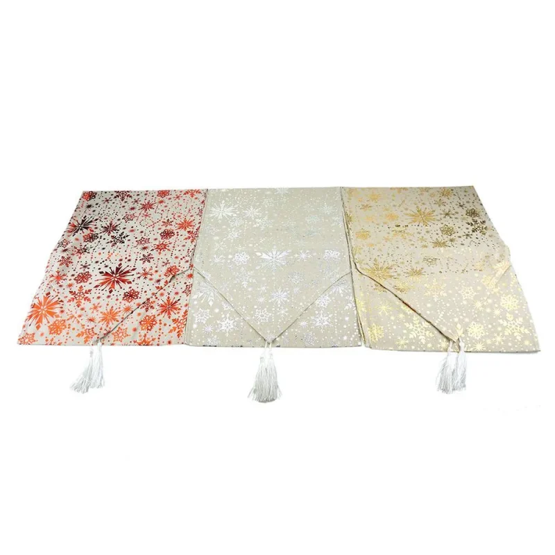 70 inch snowflake table runners 3 piece tassel christmas decor