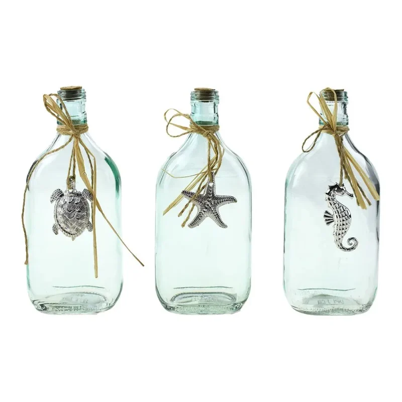 8 inch glass bottles w sea animal charms set of 3