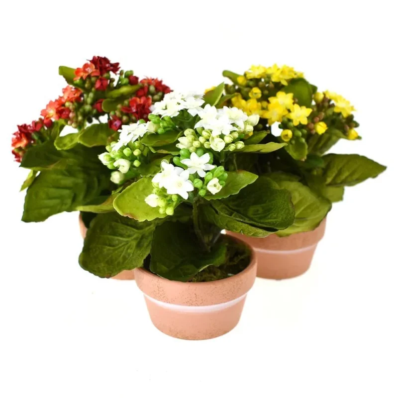 8 inch silk kalanchoe flower plant pot